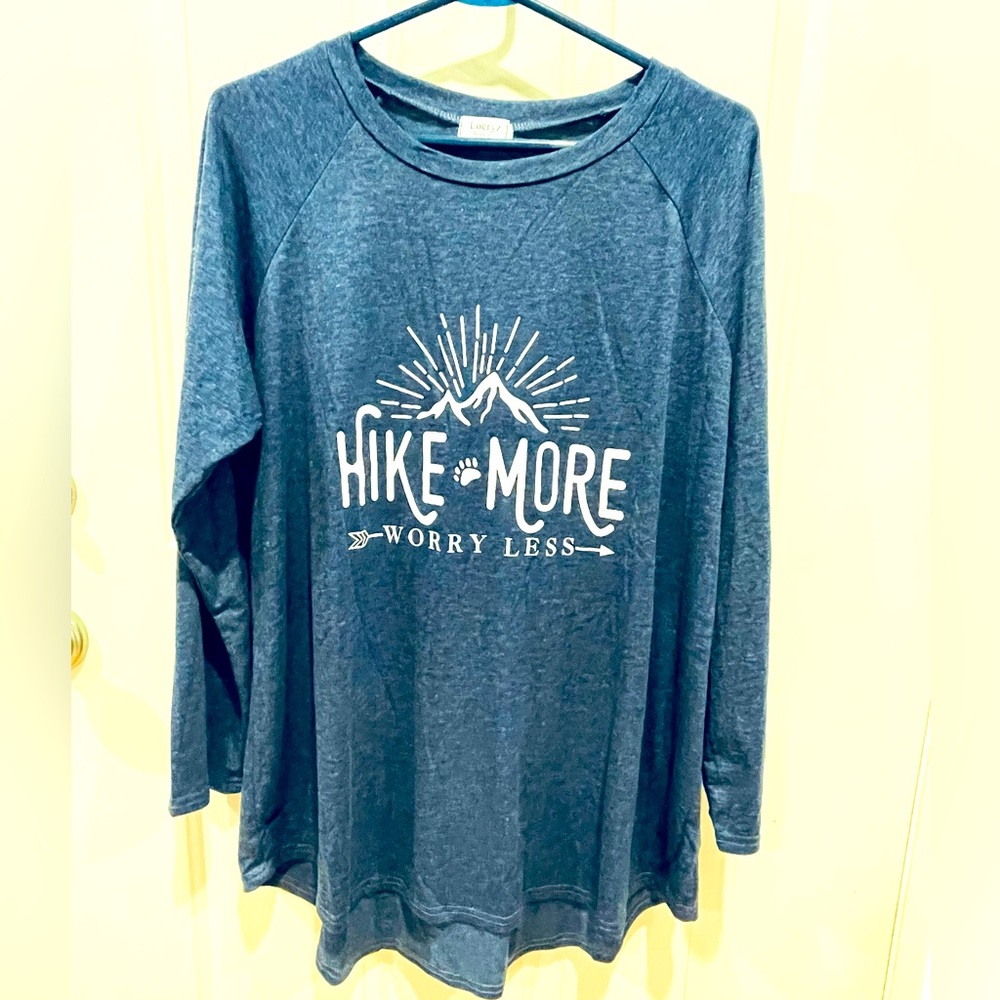 Locryz Women Tunic Top - “Hike More Worry Less”, Size Large